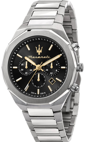 Maserati Stile Chronograph Black Dial Silver Steel Strap Watch For Men - R8873642010