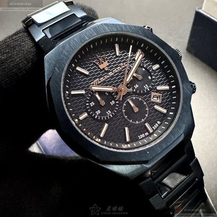 Maserati Stile Chronograph Blue Dial Blue Steel Strap Watch For Men - R8873642008
