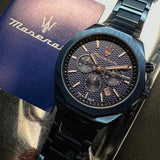 Maserati Stile Chronograph Blue Dial Blue Steel Strap Watch For Men - R8873642008