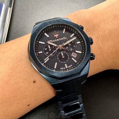 Maserati Stile Chronograph Blue Dial Blue Steel Strap Watch For Men - R8873642008