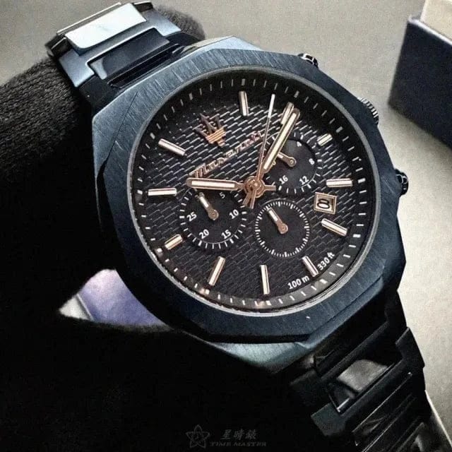 Maserati Stile Chronograph Blue Dial Blue Steel Strap Watch For Men - R8873642008