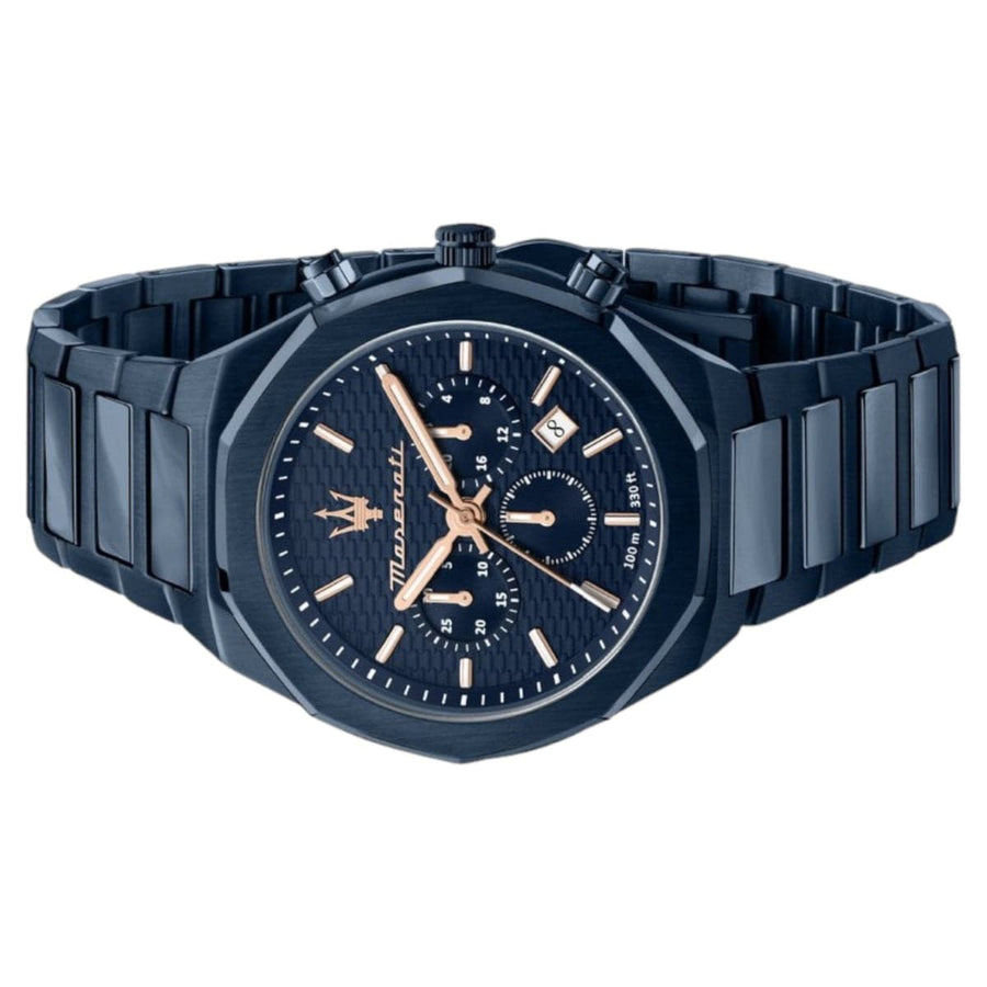 Maserati Stile Chronograph Blue Dial Blue Steel Strap Watch For Men - R8873642008