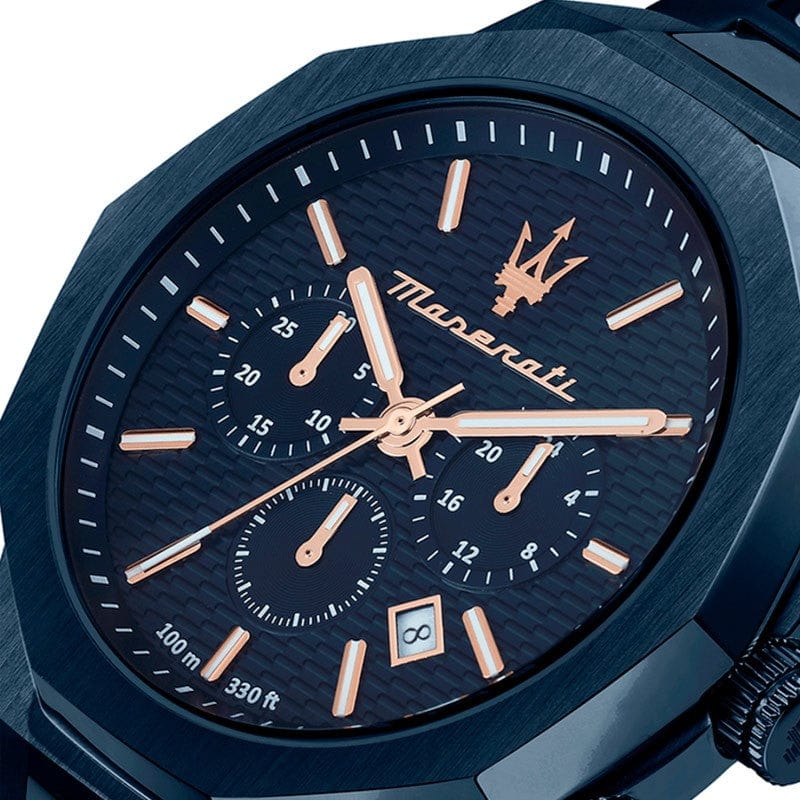 Maserati Stile Chronograph Blue Dial Blue Steel Strap Watch For Men - R8873642008