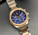 Maserati Stile Chronograph Blue Dial Rose Gold Two Tone Strap Watch For Men - R8873642002