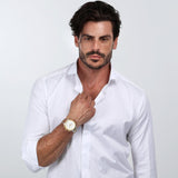 Maserati Stile Chronograph White Dial Two Tone Steel Strap Watch For Men - R8873642009