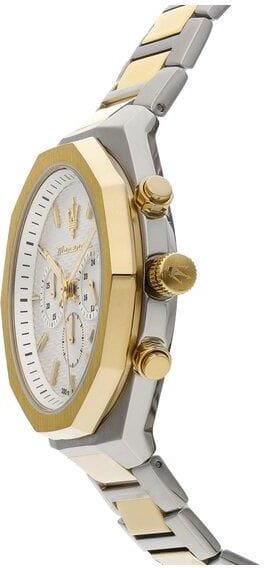 Maserati Stile Chronograph White Dial Two Tone Steel Strap Watch For Men - R8873642009