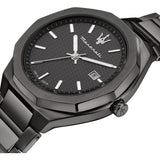 Maserati Stile Quartz Black Dial Black Steel Strap Watch For Men - R8853142001
