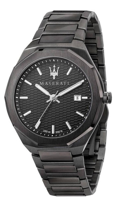 Maserati Stile Quartz Black Dial Black Steel Strap Watch For Men - R8853142001