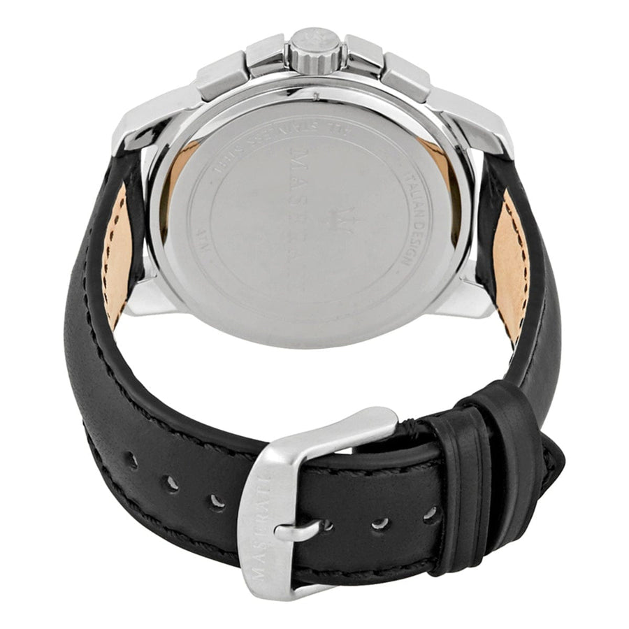 Maserati Successo 44mm Grey Dial Black Leather Strap Watch For Men - R8871621006