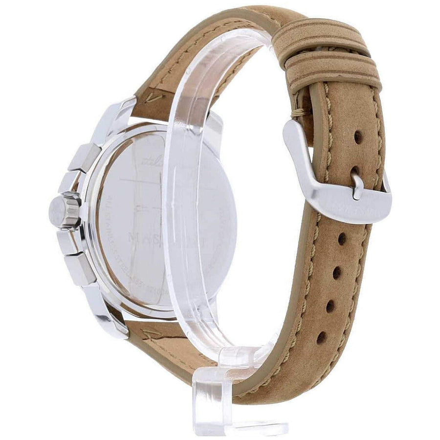 Maserati Successo Black Dial Beige Leather Strap Watch For Men - R8851121004