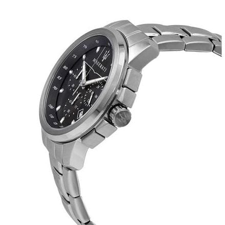 Maserati Successo Chronograph Black Dial Silver Steel Strap Watch For Men - R8873621001