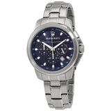 Maserati Successo Chronograph Blue Dial Silver Steel Strap Watch For Men - R8873621002