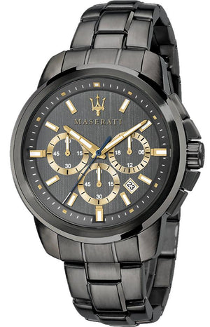 Maserati Successo Chronograph Gray Dial Gray Steel Strap Watch For Men - R8873621007