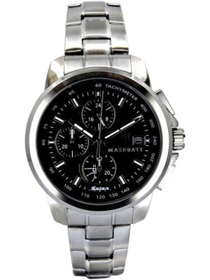 Maserati Successo Solar Edition Black Dial Silver Steel Strap Watch For Men - R8873645003