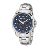 Maserati Successo Chronograph Blue Dial Silver Steel Strap Watch For Men - R8873621002