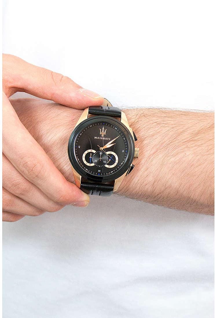 Maserati Traguardo 45mm Black Dial Watch Black Strap For Men - R8871612025