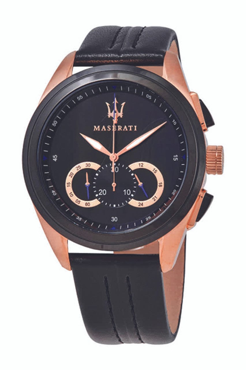 Maserati Traguardo 45mm Black Dial Watch Black Strap For Men - R8871612025