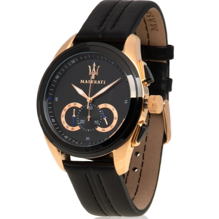 Maserati Traguardo 45mm Black Dial Watch Black Strap For Men - R8871612025