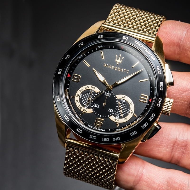 Maserati Traguardo 45mm Quartz Gold Black Dial Watch For Men - R8873612010