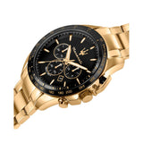 Maserati Traguardo Chronograph Black Dial Gold Steel Strap Watch For Men - R8873612041