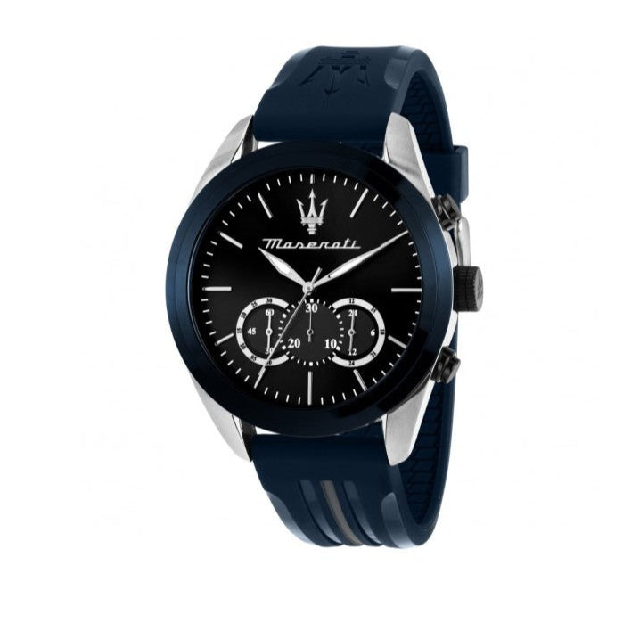Maserati Traguardo Chronograph Blue Dial Black Silicone Strap Watch For Men - R8871612046