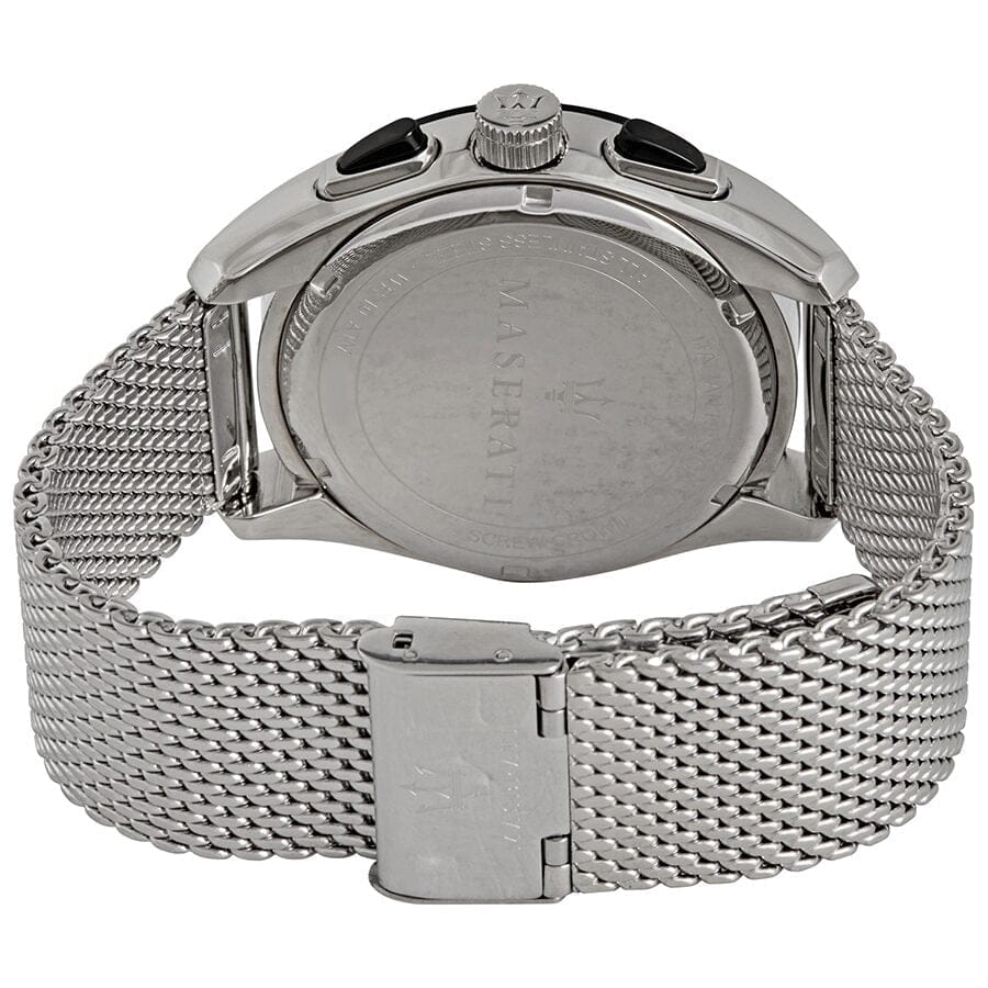 Maserati Traguardo Black Dial Silver Mesh Bracelet Watch For Men - R8873612005