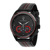 Maserati Traguardo Chronograph Black Dial Black Leather Strap Watch for Men - R8871612023