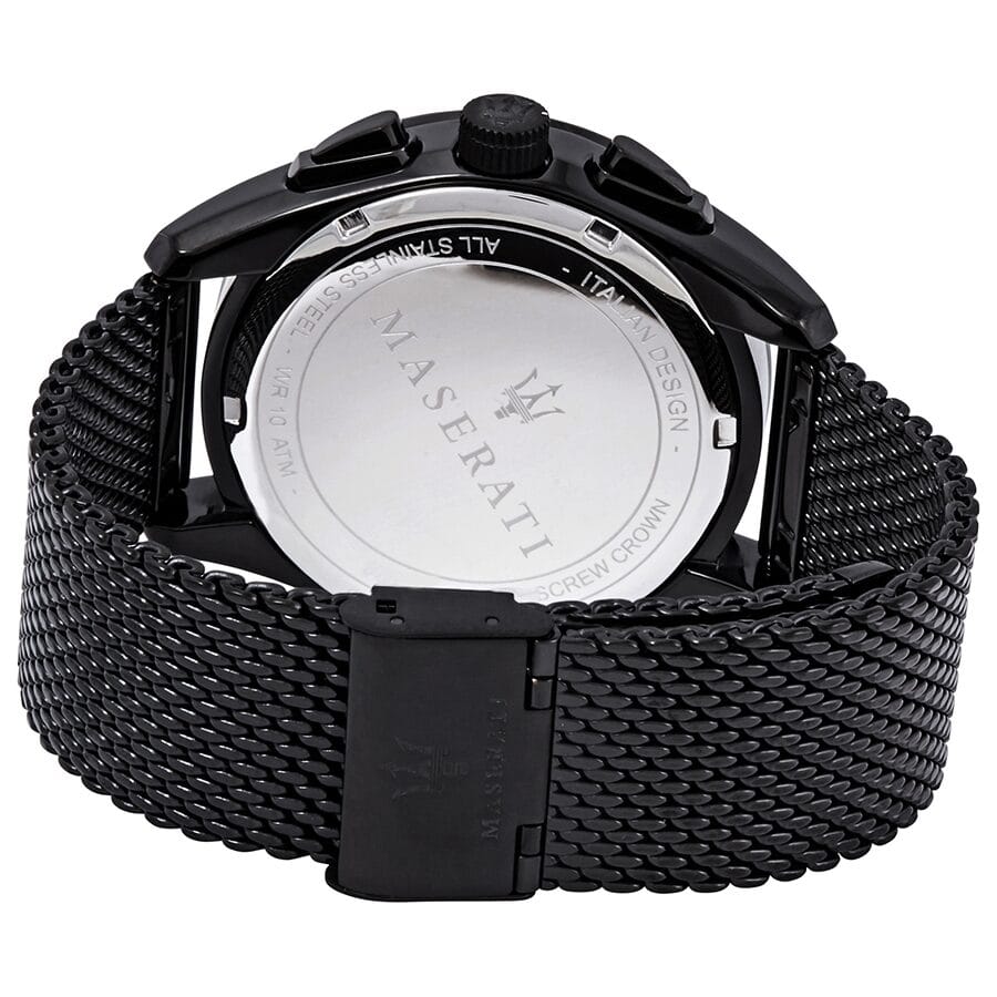 Maserati Traguardo Chronograph Black Dial Black Mesh Bracelet Watch For Men - R8873612031
