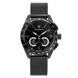Maserati Traguardo Chronograph Black Dial Black Mesh Bracelet Watch For Men - R8873612031