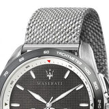 Maserati Traguardo Chronograph Black Dial Silver Mesh Bracelet Watch For Men - R8873612008