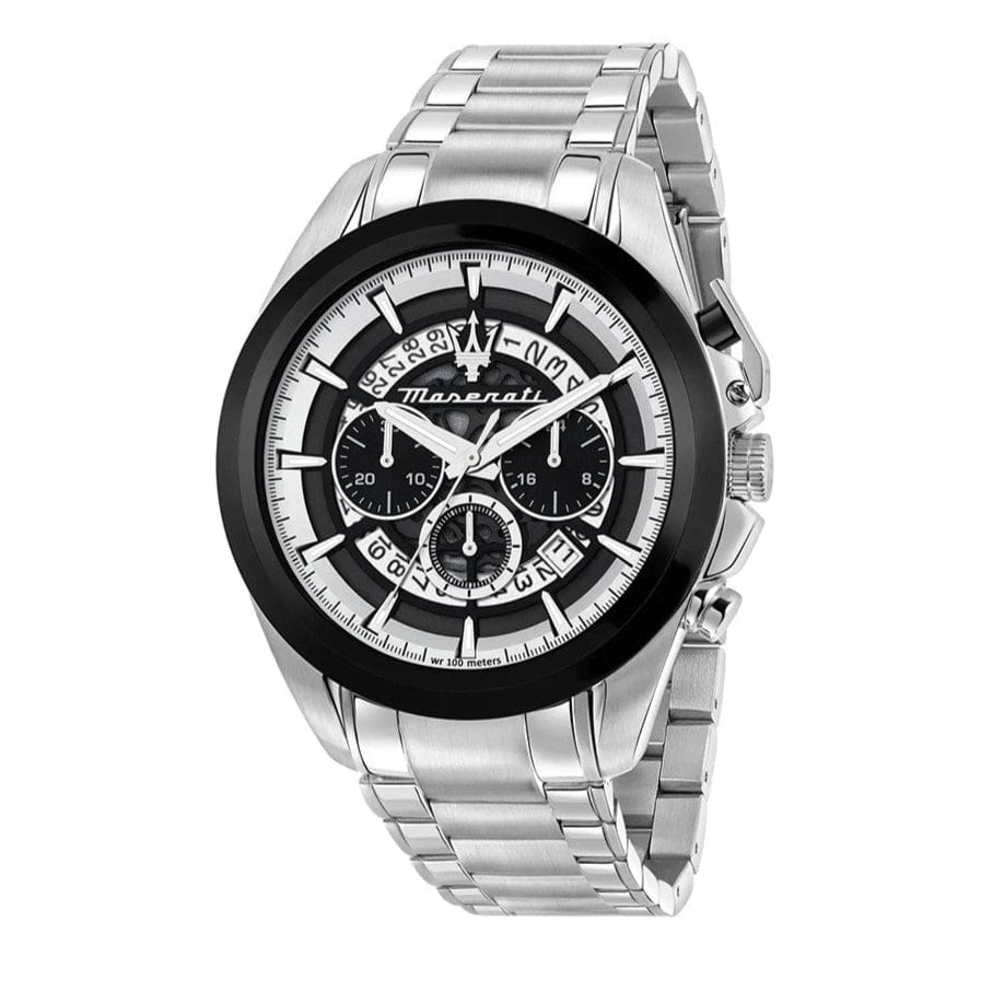 Maserati Traguardo Chronograph Black Dial Silver Steel Strap Watch For Men - R8873612059