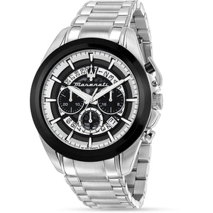 Maserati Traguardo Chronograph Black Dial Silver Steel Strap Watch For Men - R8873612059