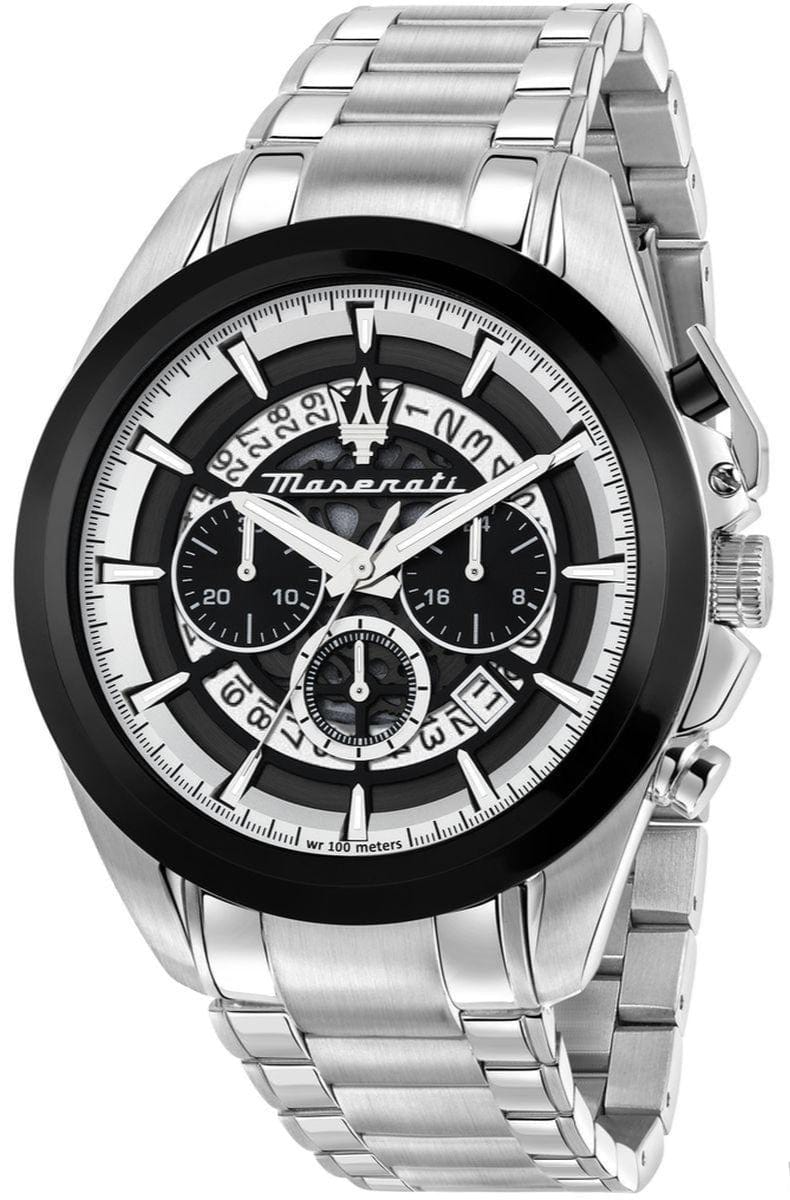Maserati Traguardo Chronograph Black Dial Silver Steel Strap Watch For Men - R8873612059