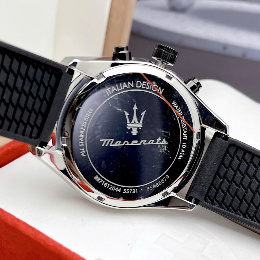 Maserati Traguardo Chronograph Blue Dial Black Silicone Strap Watch For Men - R8871612044
