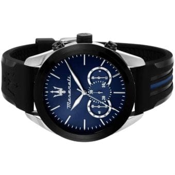 Maserati Traguardo Chronograph Blue Dial Black Silicone Strap Watch For Men - R8871612044