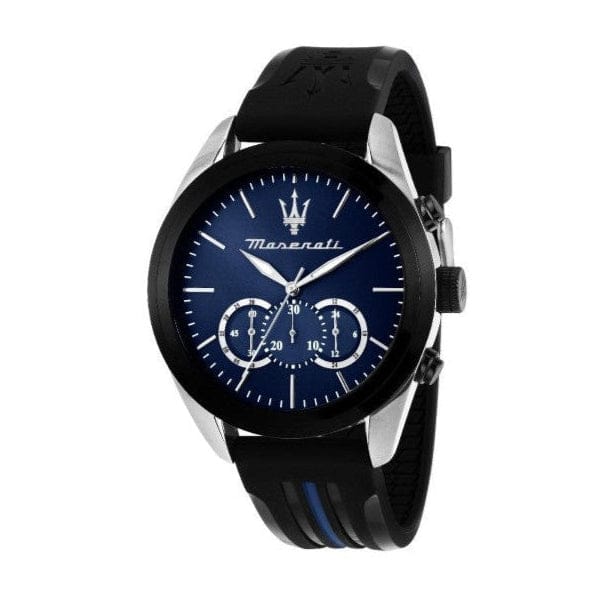 Maserati Traguardo Chronograph Blue Dial Black Silicone Strap Watch For Men - R8871612044