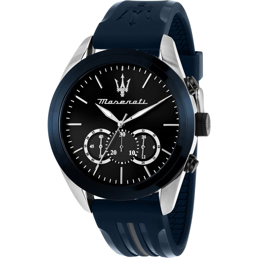 Maserati Traguardo Chronograph Blue Dial Black Silicone Strap Watch For Men - R8871612046