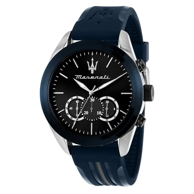 Maserati Traguardo Chronograph Blue Dial Black Silicone Strap Watch For Men - R8871612046