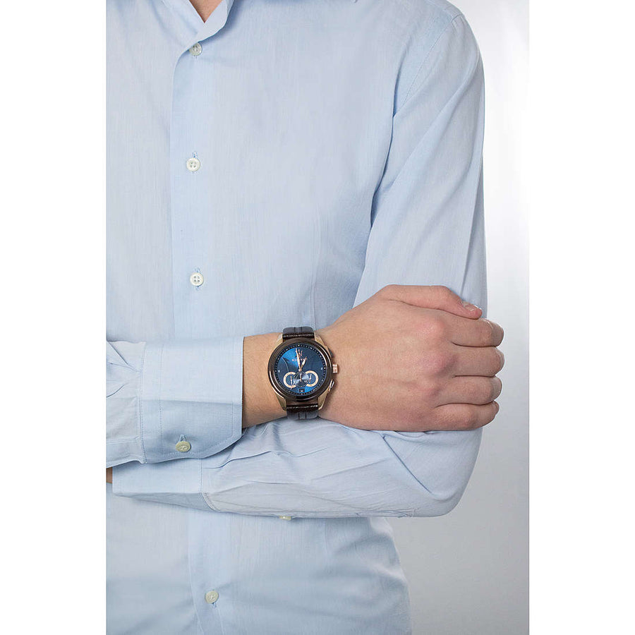 Maserati Traguardo Chronograph Blue Dial Brown Leather Strap Watch For Men - R8871612024