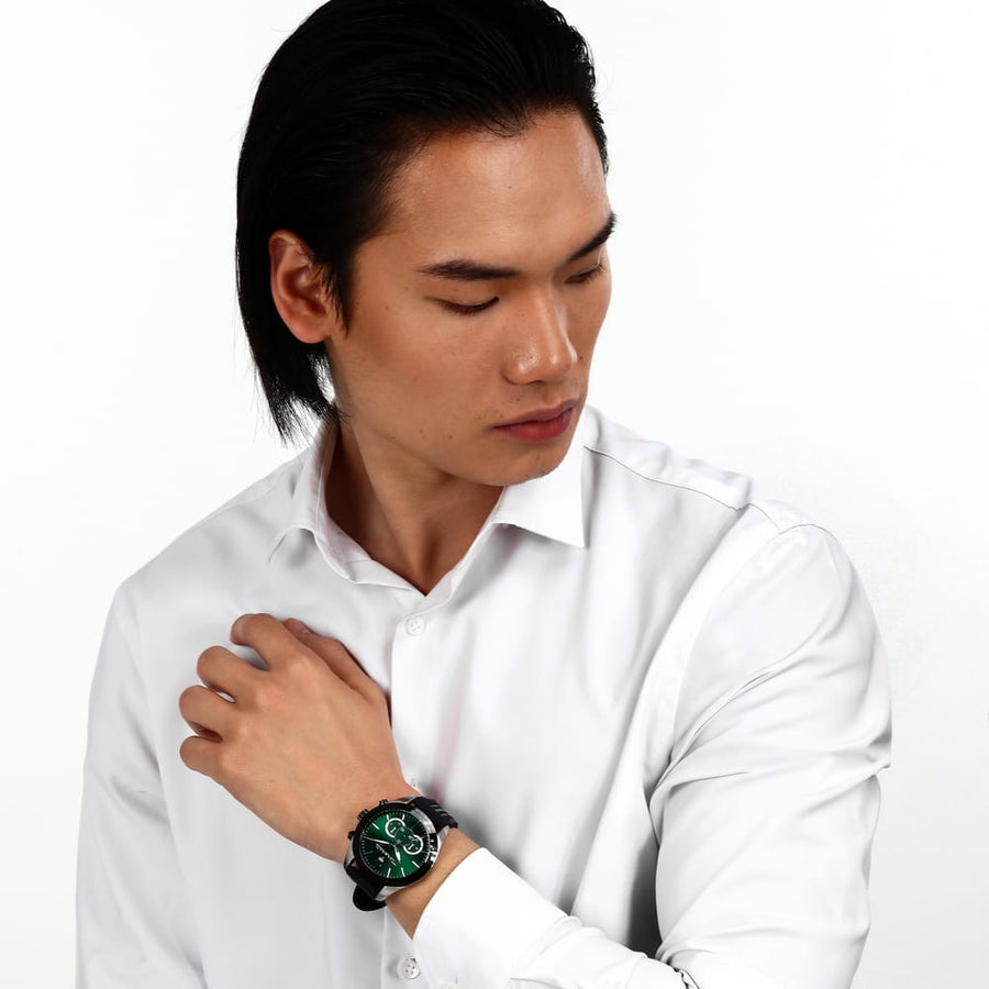 Maserati Traguardo Chronograph Green Dial Black Silicone Strap Watch For Men - R8871612043