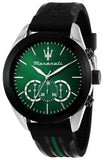 Maserati Traguardo Chronograph Green Dial Black Silicone Strap Watch For Men - R8871612043
