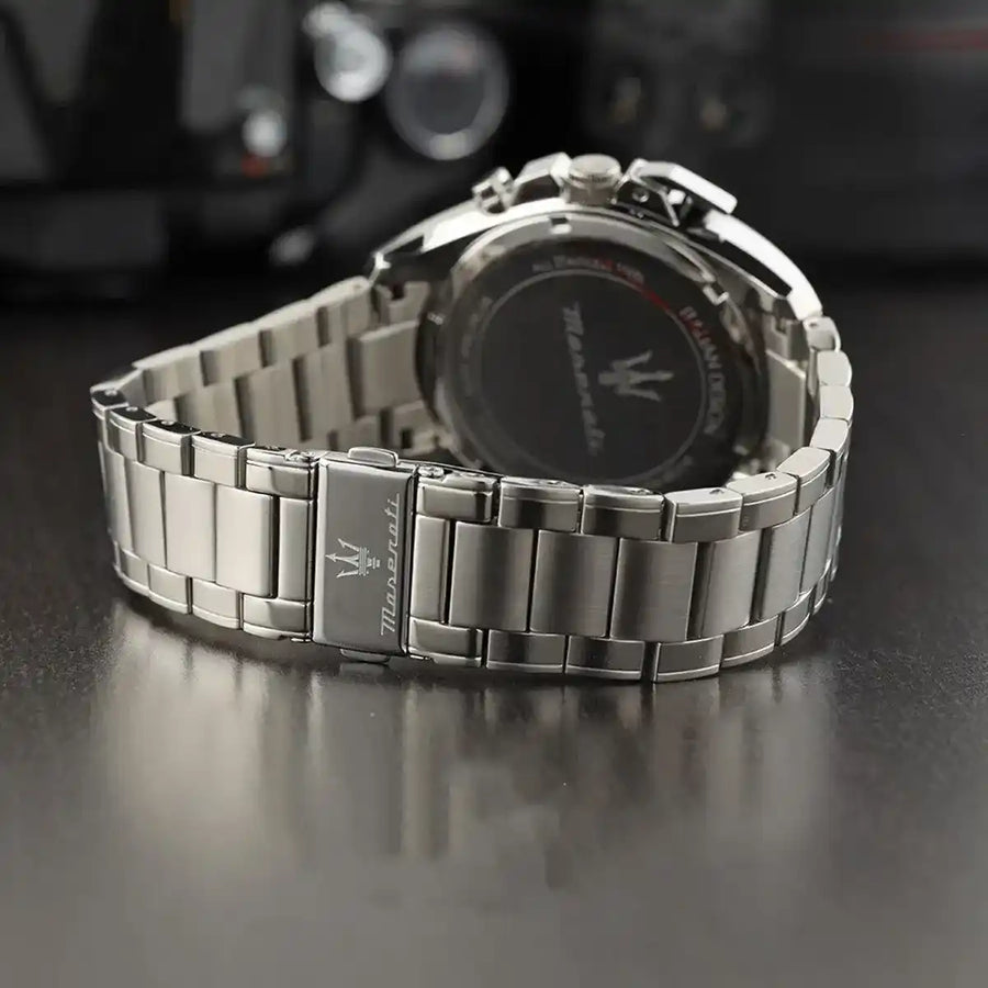 Maserati Traguardo Chronograph Green Dial Silver Steel Strap Watch For Men - R8873612060