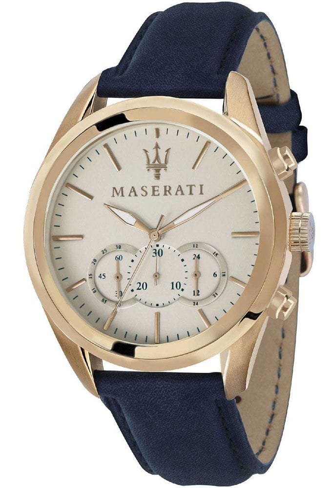 Maserati Traguardo Chronograph Grey Dial Leather Strap Men's Watch - R8871612016