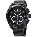 Maserati Traguardo Chronograph Black Dial Black Mesh Bracelet Watch For Men - R8873612031