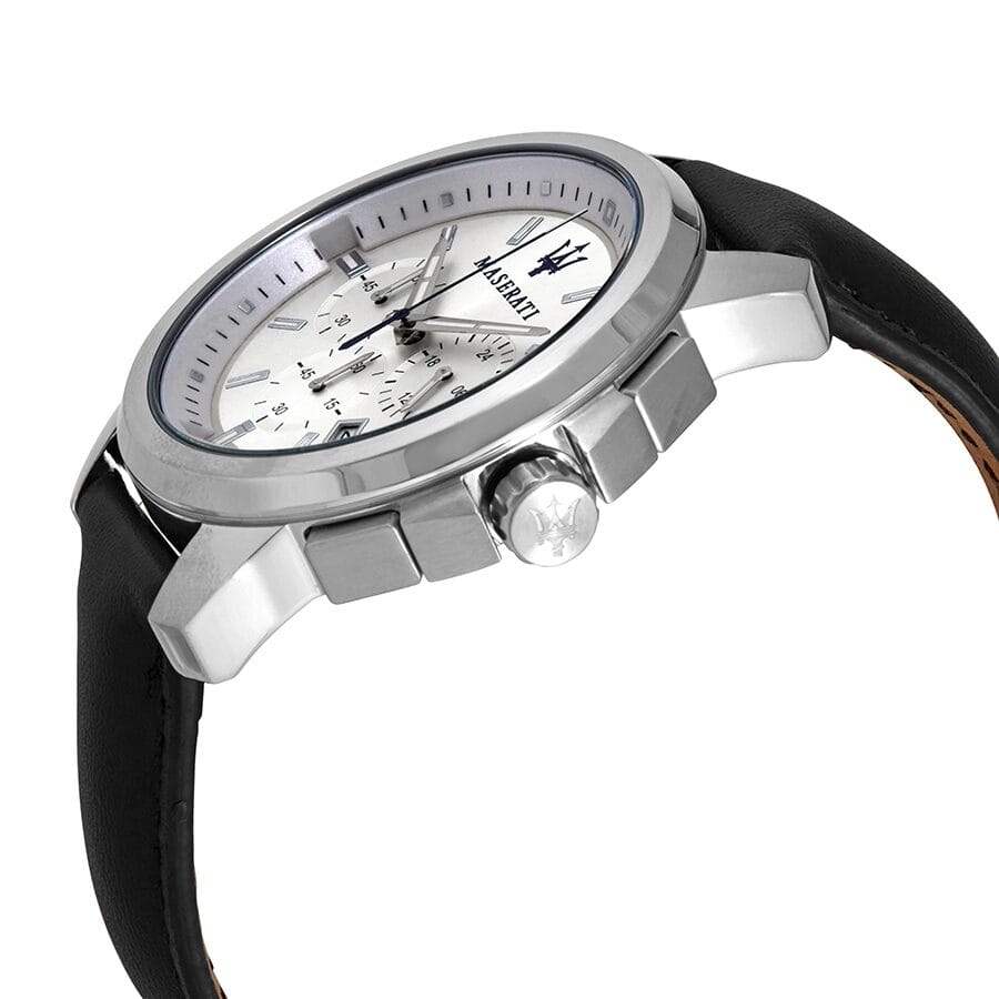 Maserati Traguardo Chronograph Silver Dial Black Rubber Strap Watch for Men - R8871612012