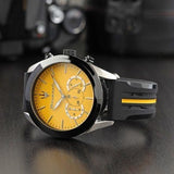 Maserati Traguardo Chronograph Yellow Dial Black Silicone Strap Watch For Men - R8871612045