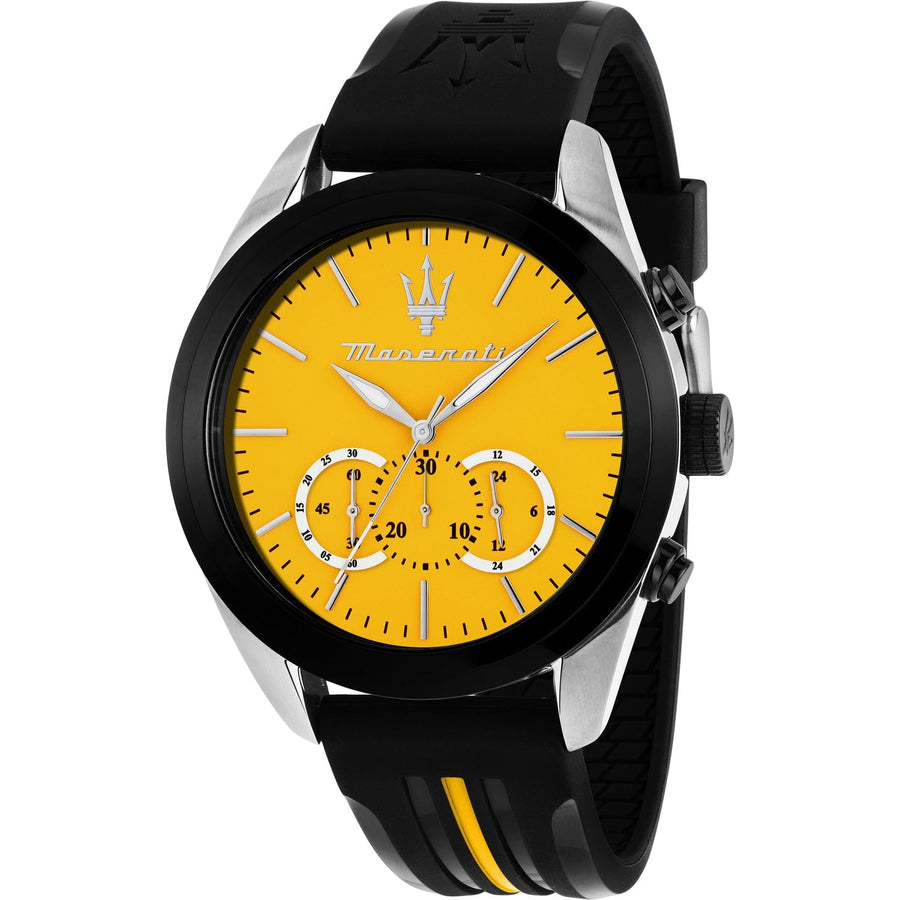 Maserati Traguardo Chronograph Yellow Dial Black Silicone Strap Watch For Men - R8871612045