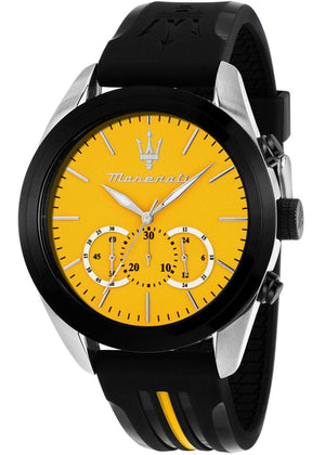 Maserati Traguardo Chronograph Yellow Dial Black Silicone Strap Watch For Men - R8871612045
