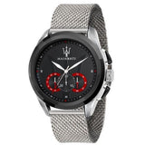 Maserati Traguardo Black Dial Silver Mesh Bracelet Watch For Men - R8873612005