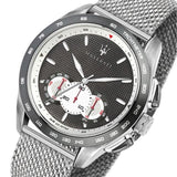 Maserati Traguardo Chronograph Black Dial Silver Mesh Bracelet Watch For Men - R8873612008